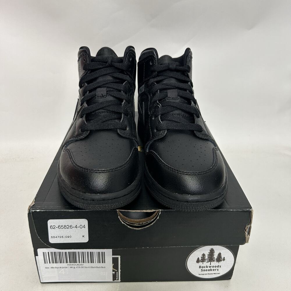 Nike Air Jordan 1 Mid GS “Deep Black Nubuck Swoosh” - Picture 2 of 6